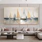 Abstract Sailboat Textured Painting