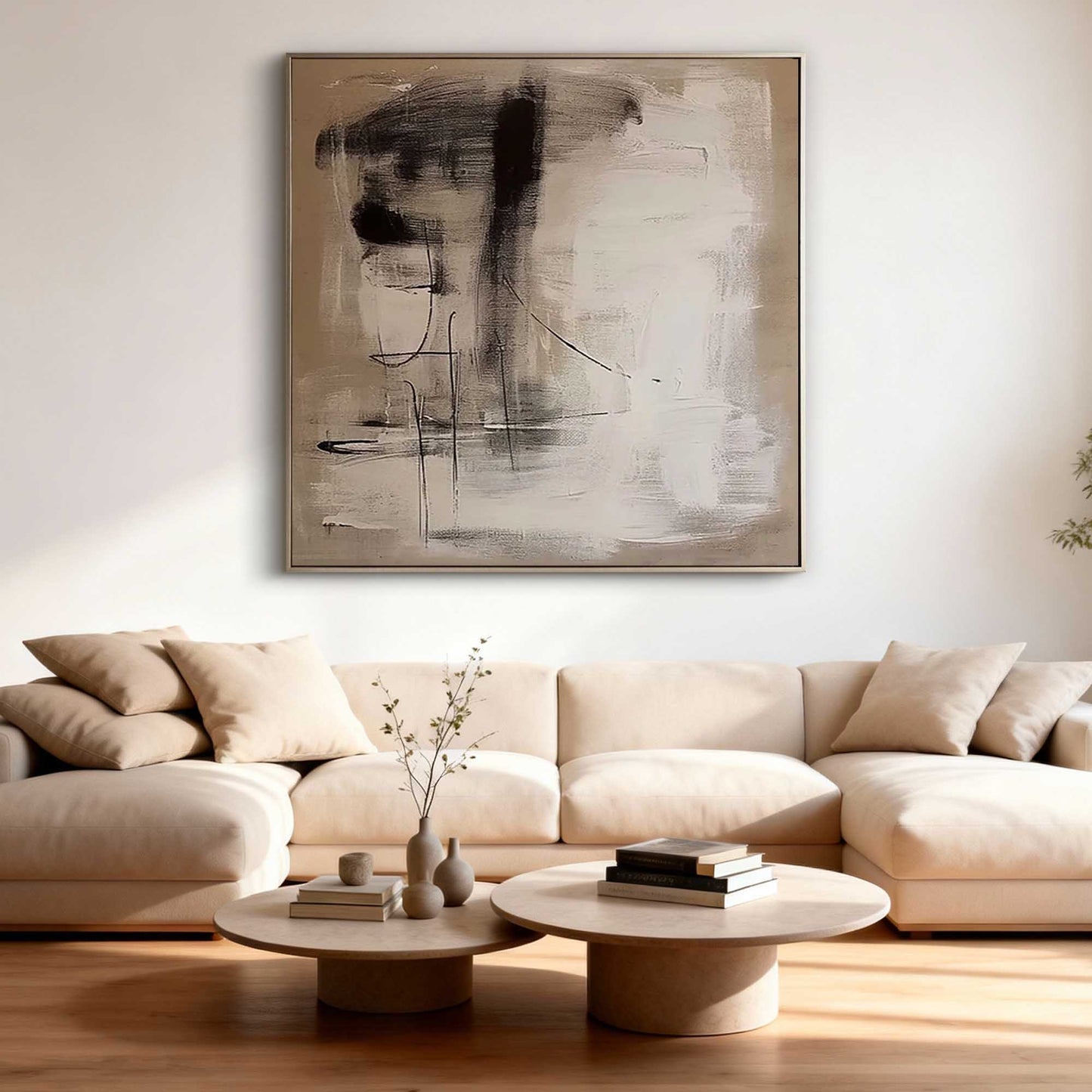 Neutral Brushstroke Abstract Painting