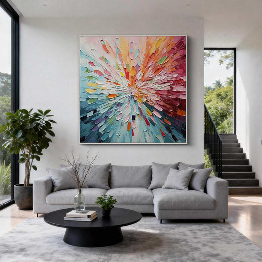 Radiant Burst Impasto Abstract Canvas Art