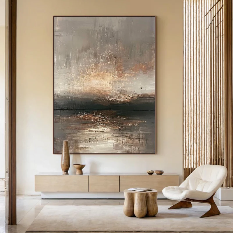 Ember Mist Abstract Landscape Painting