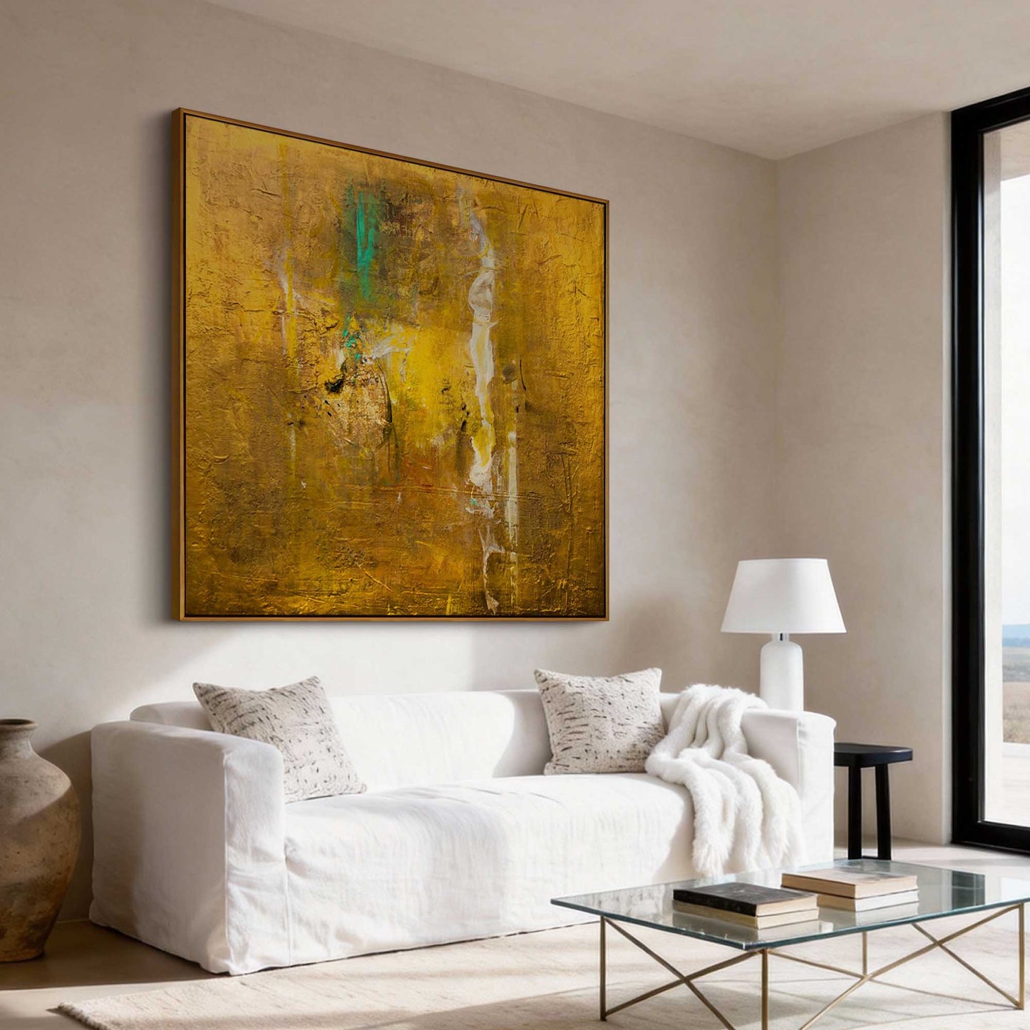 Golden Haze Abstract Painting
