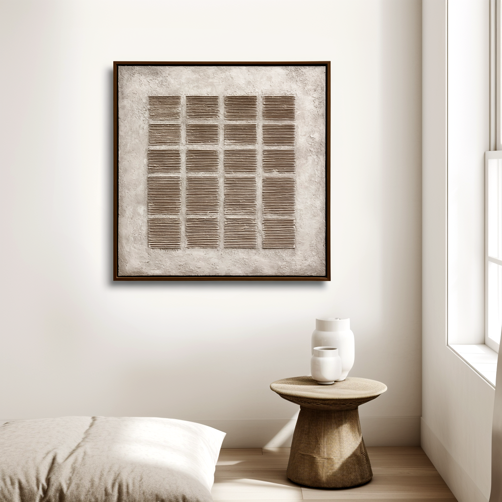 Wabi Sabi Grid Relief Art #ART90