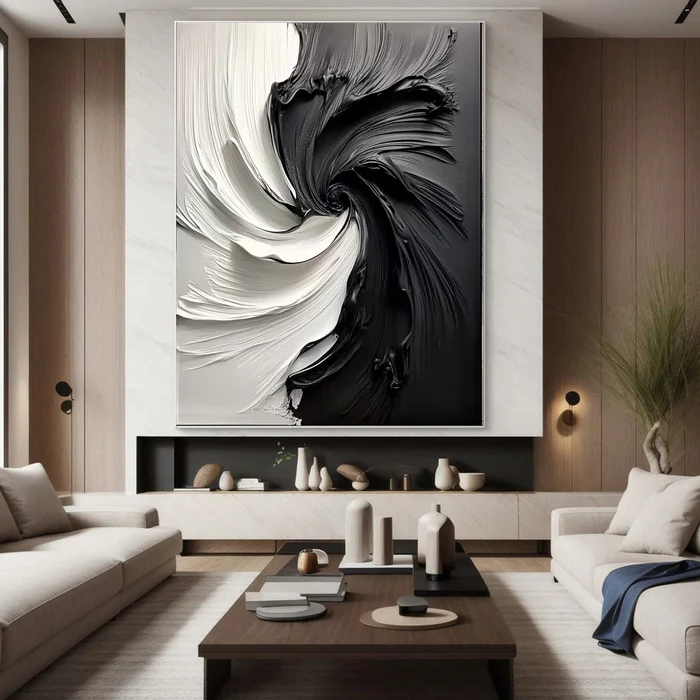 Monochrome Whirl Abstract Painting