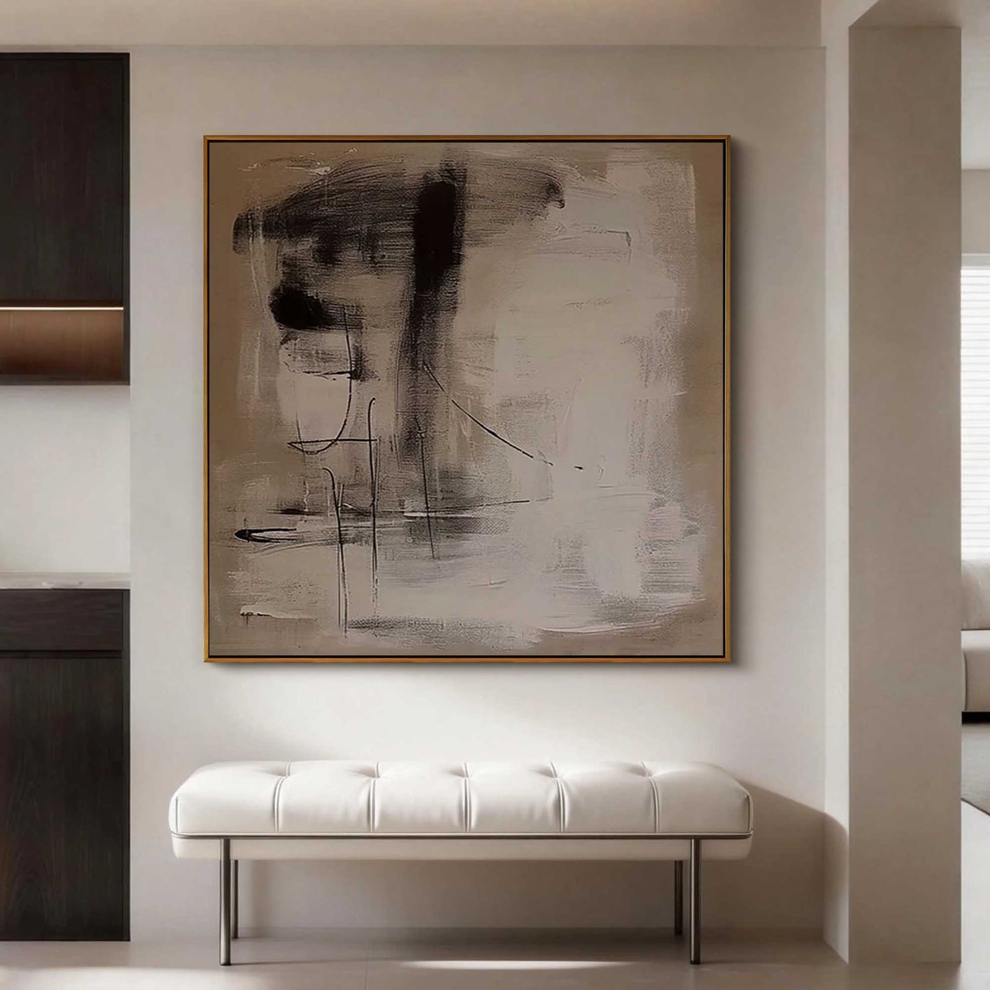 Neutral Brushstroke Abstract Painting