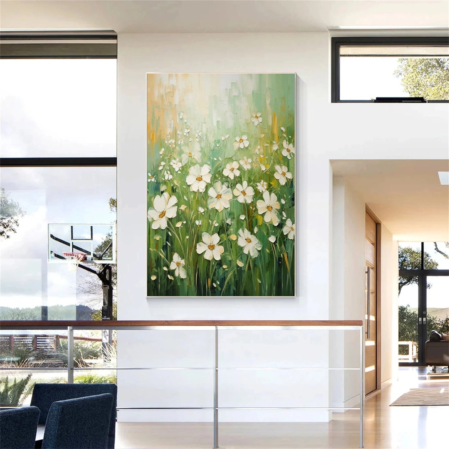 Morning Meadow White Floral Painting