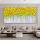 Golden Cascade Floral Abstract Painting