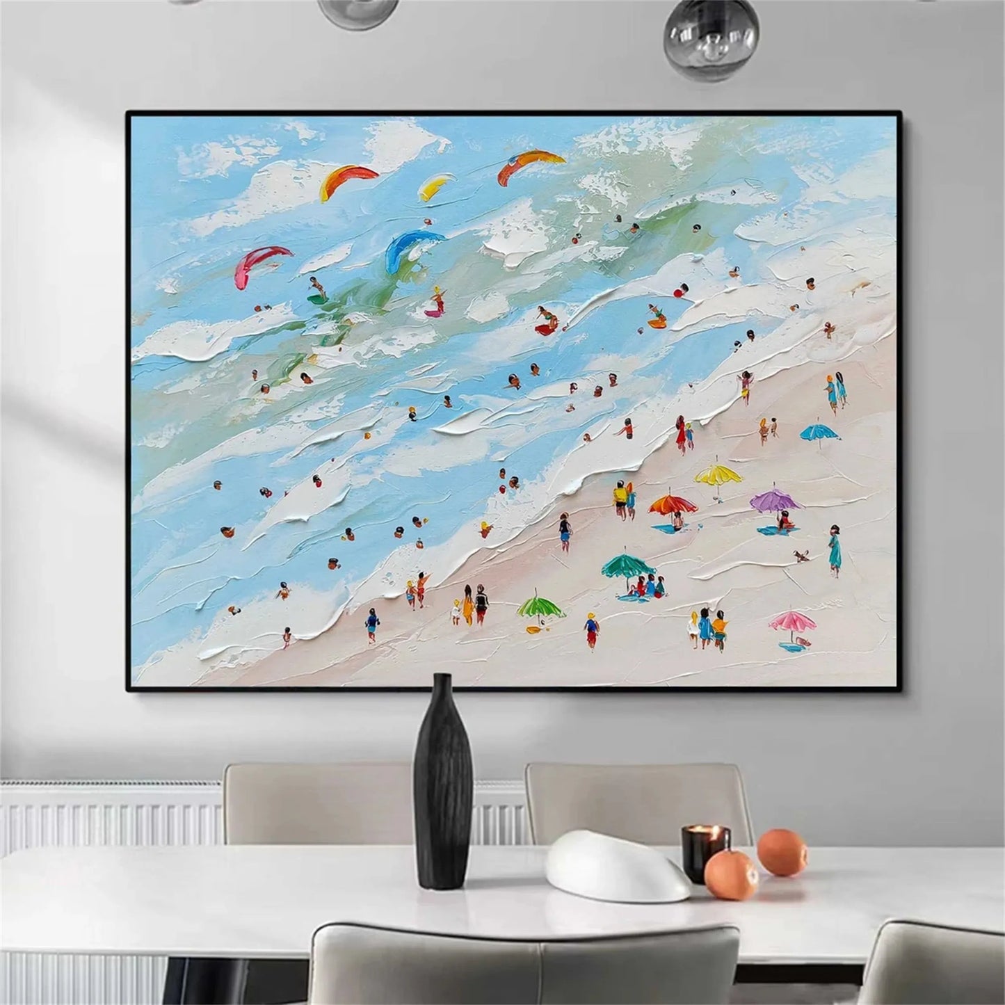 Azure Surf-Textured Beach Painting