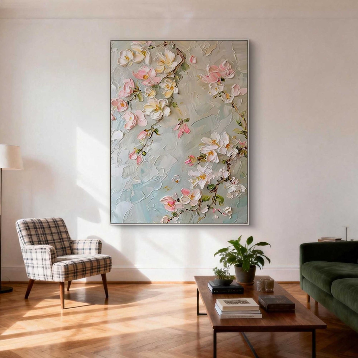 Blush Bloom Magnolia Impasto Floral Oil Painting
