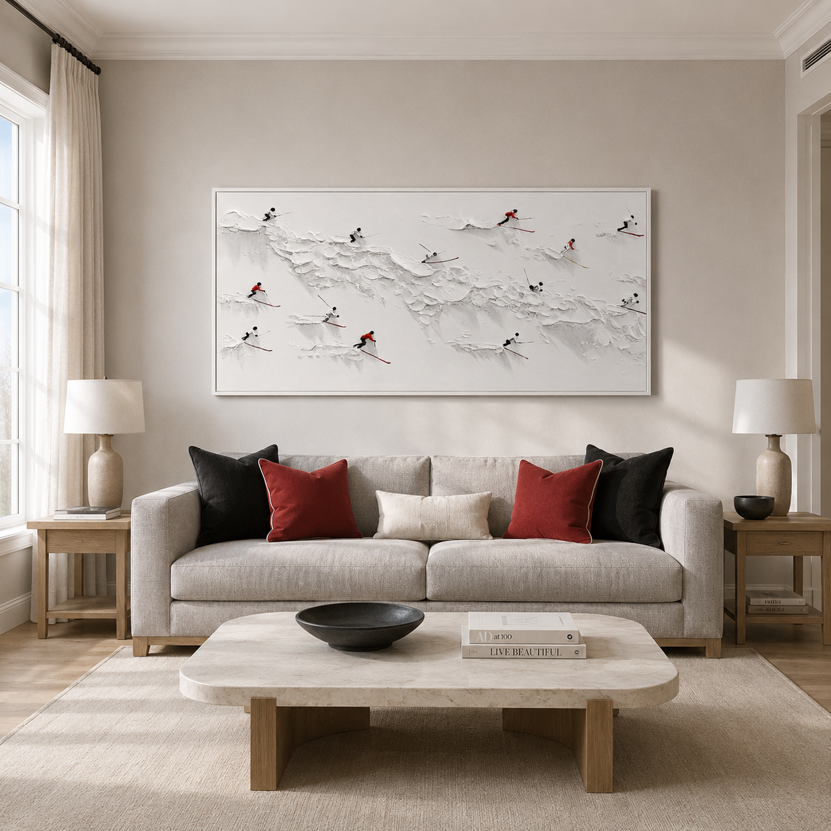Alpine Skiers 3D Textured Painting