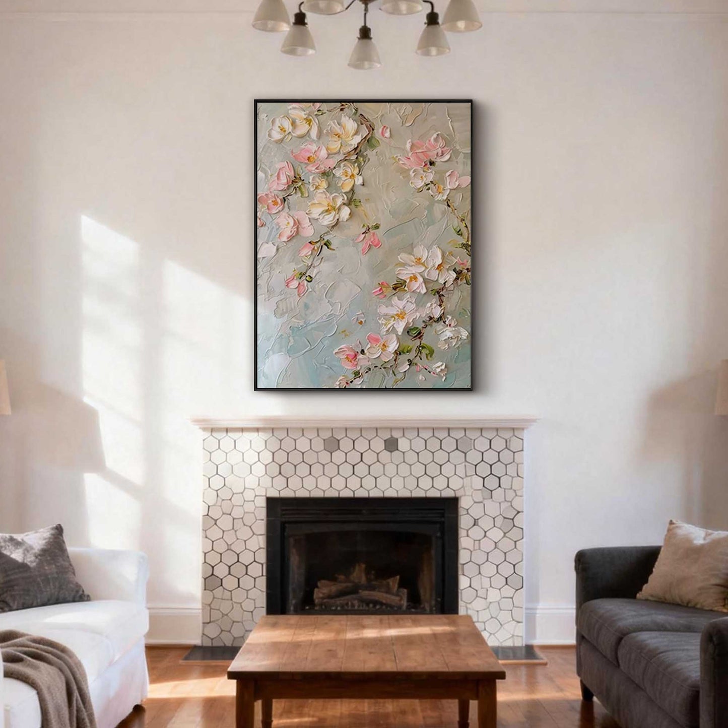 Blush Bloom Magnolia Impasto Floral Oil Painting