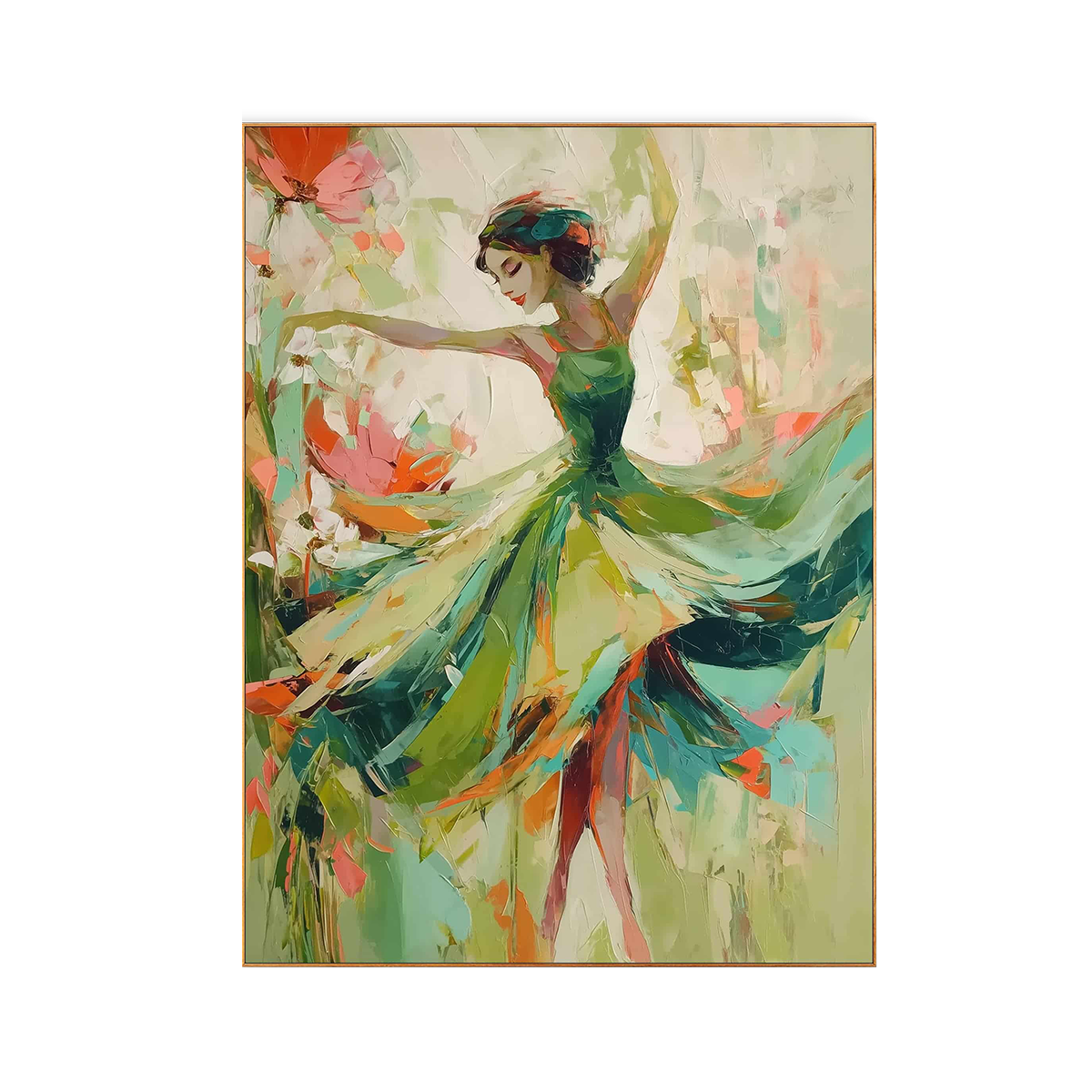 Emerald Bloom Ballerina Impressionist Painting
