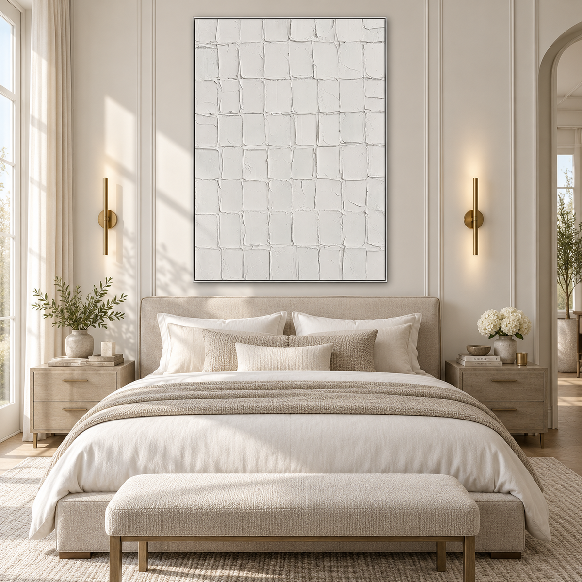 Whispered Texture Minimalist White Abstract Painting