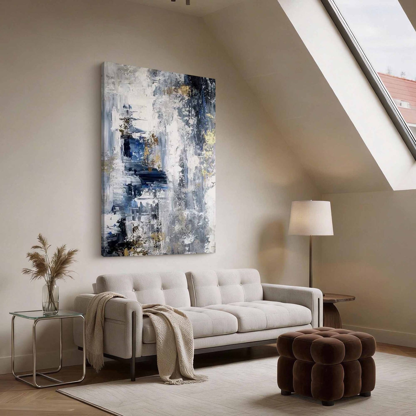 Blue Gold Glimpse Abstract Canvas Art