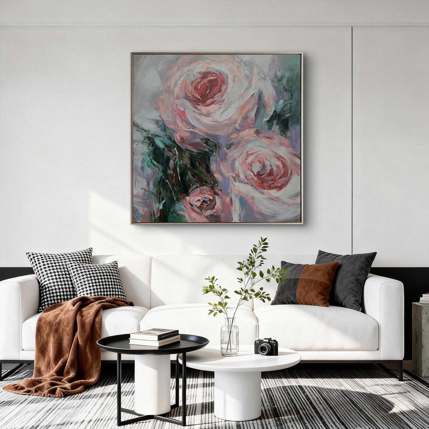 Blush Rose Impasto Floral Painting