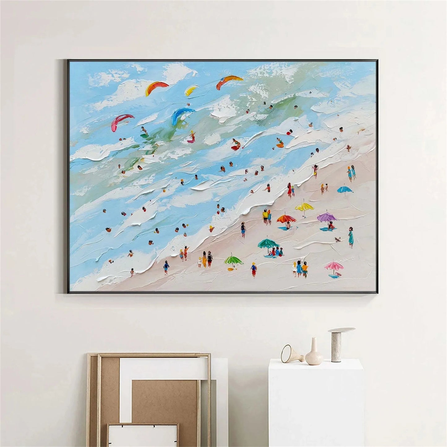 Azure Surf-Textured Beach Painting