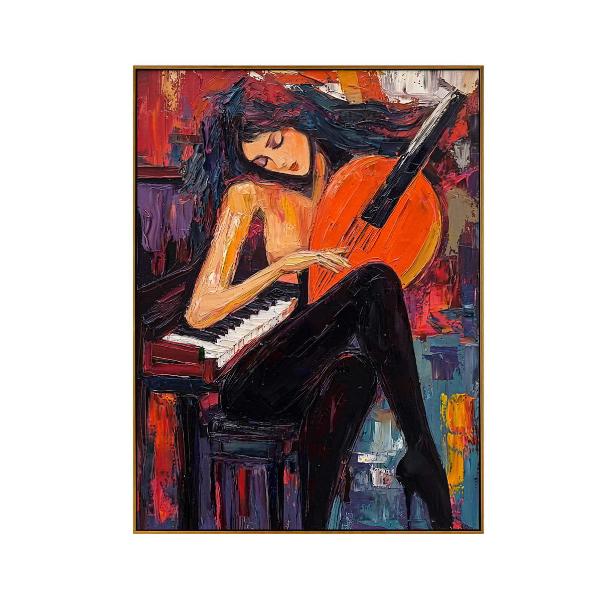 Melody in Red Musician Canvas Art