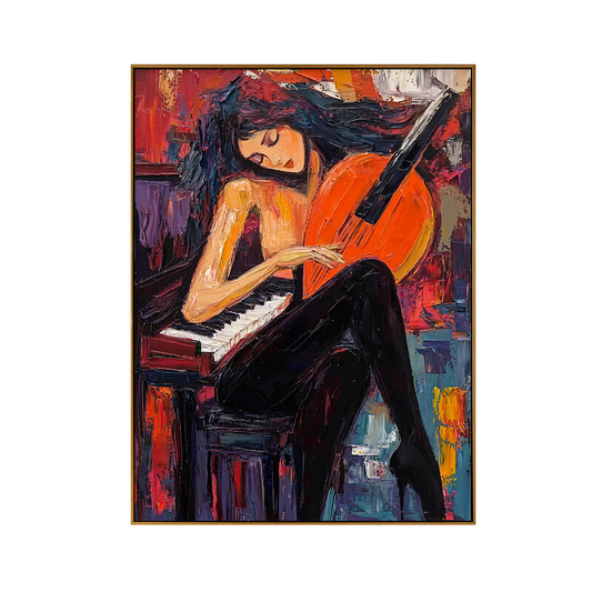 Melody in Red Musician Canvas Art