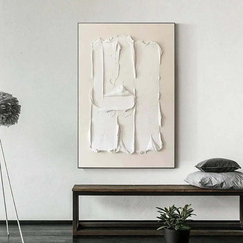 White Abstract Textured Painting