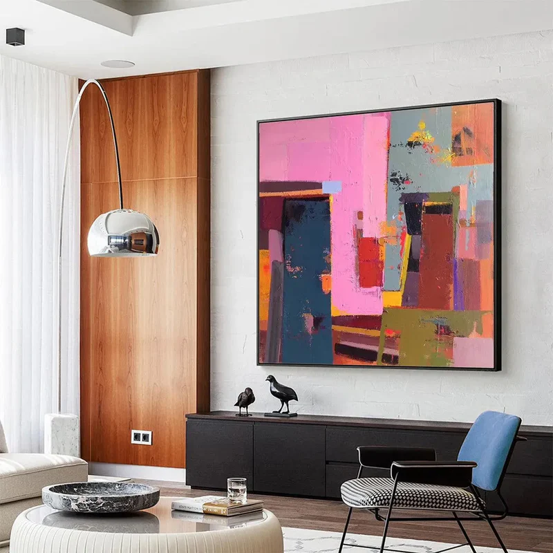 Pink & Teal Abstract Canvas