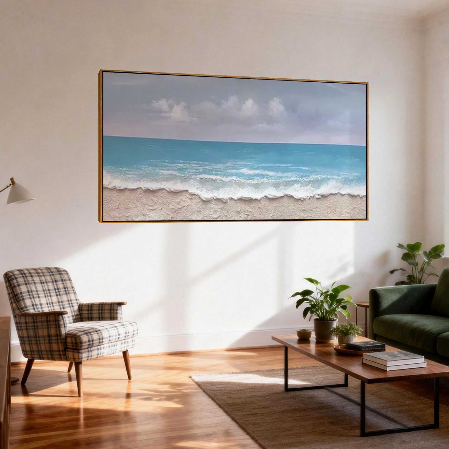 Turquoise Shoreline Textured Ocean Painting