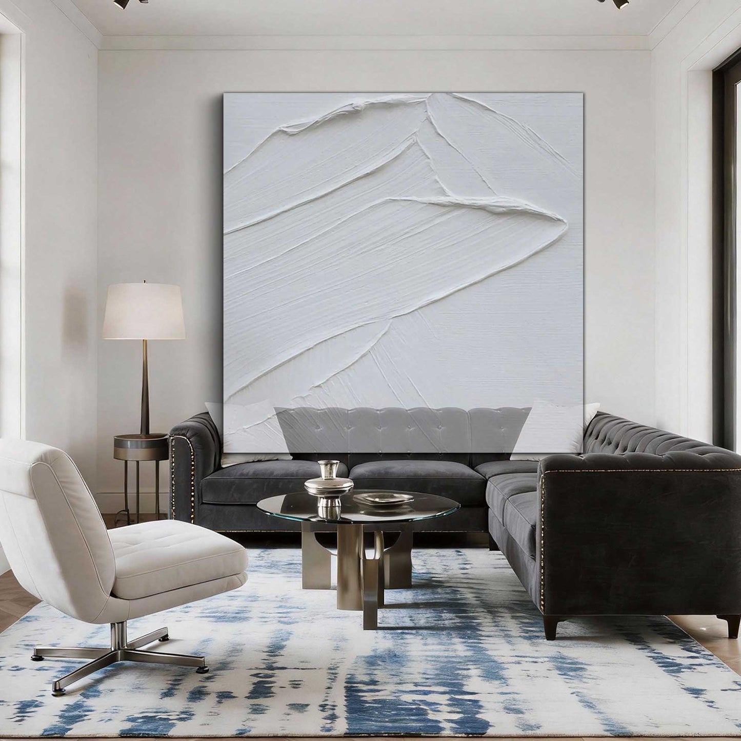 Pure White Swirl Impasto Painting