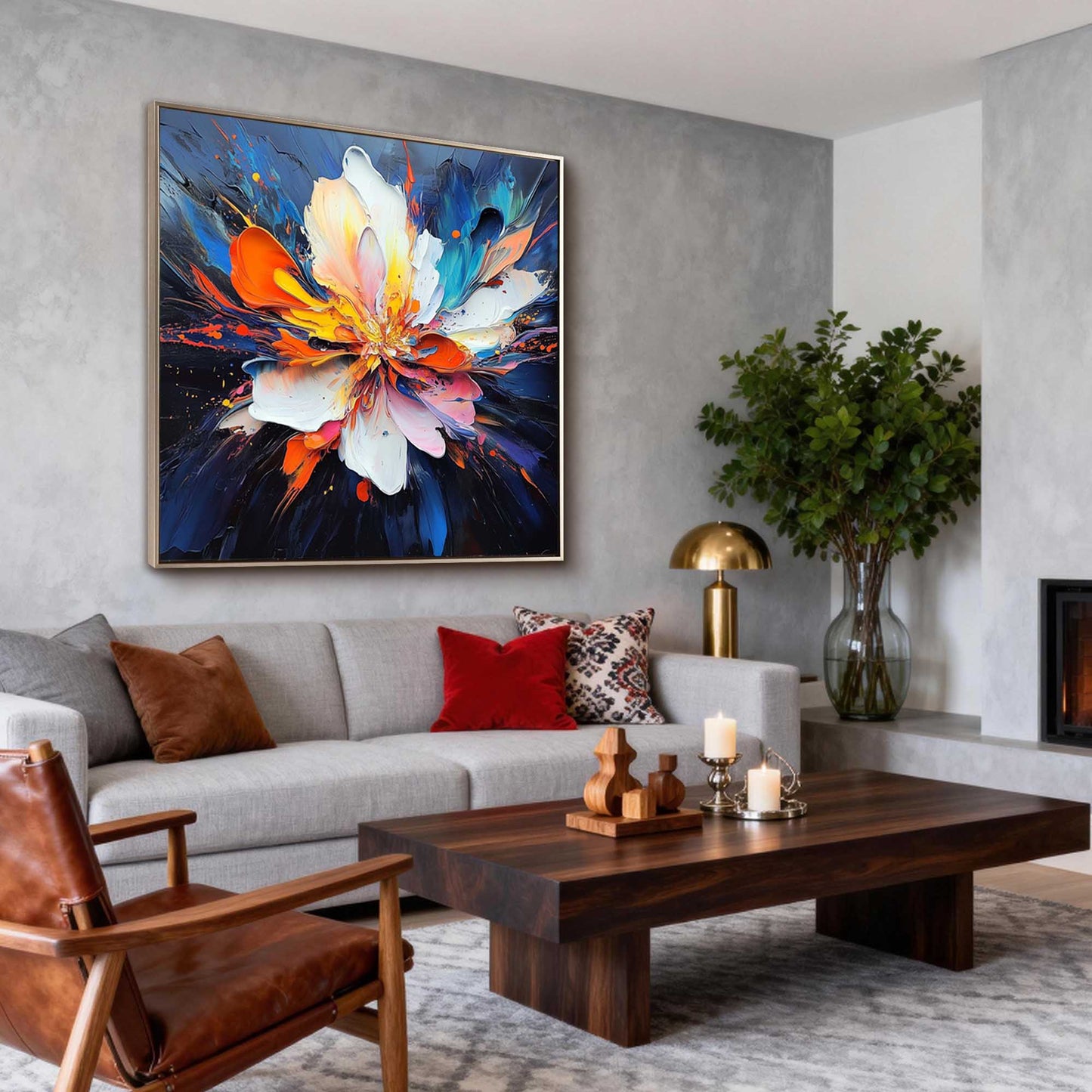 Cosmic Bloom Abstract Impasto Floral Painting
