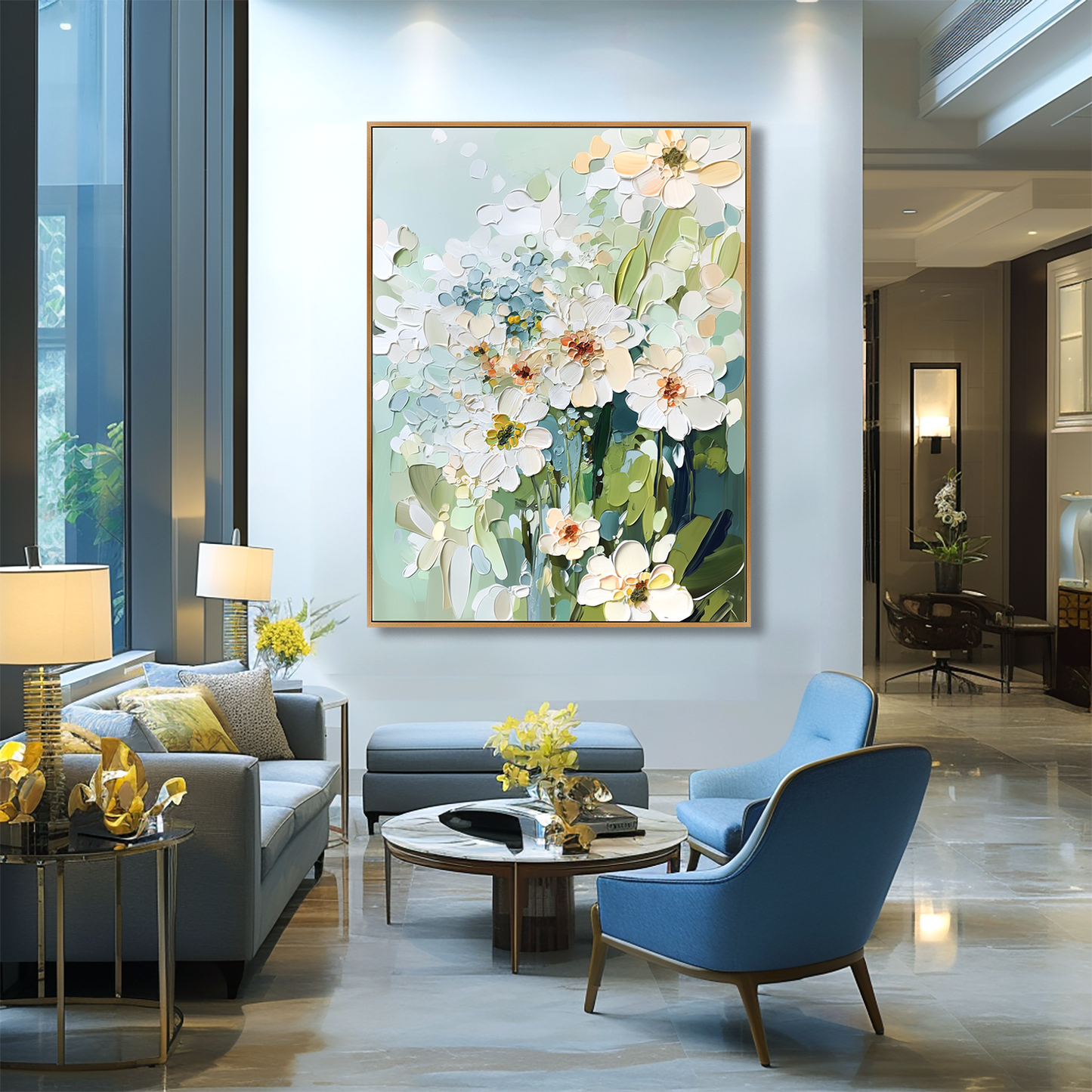 Spring Breeze White Floral Abstract Painting