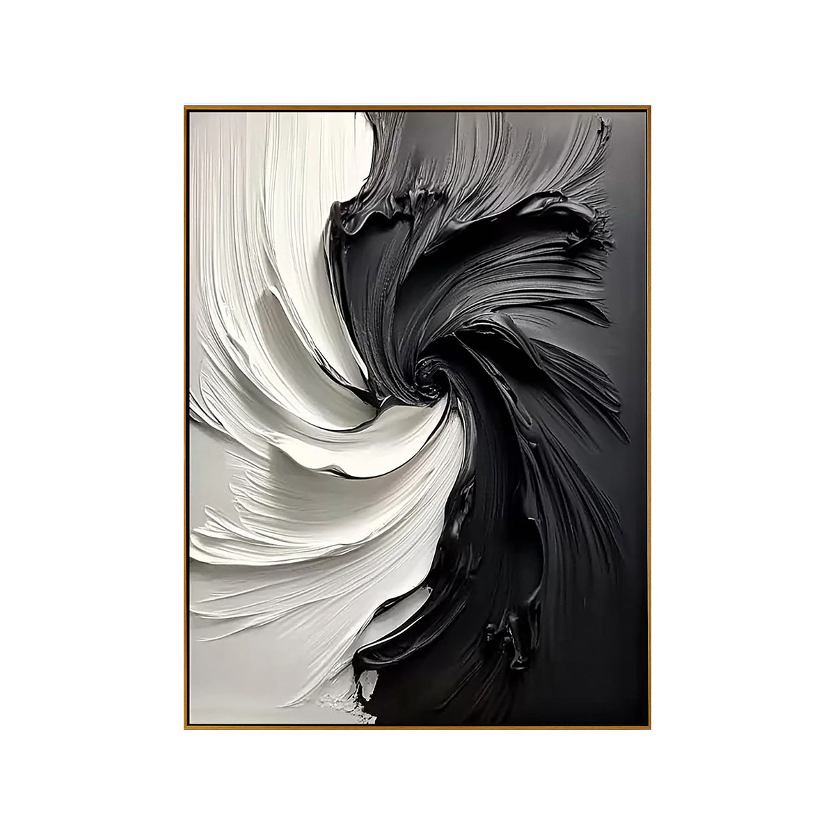 Monochrome Vortex 3D Impasto Abstract Painting