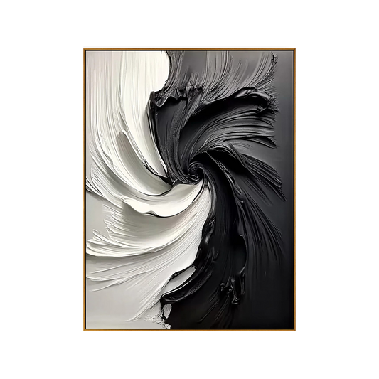 Monochrome Vortex 3D Impasto Abstract Painting