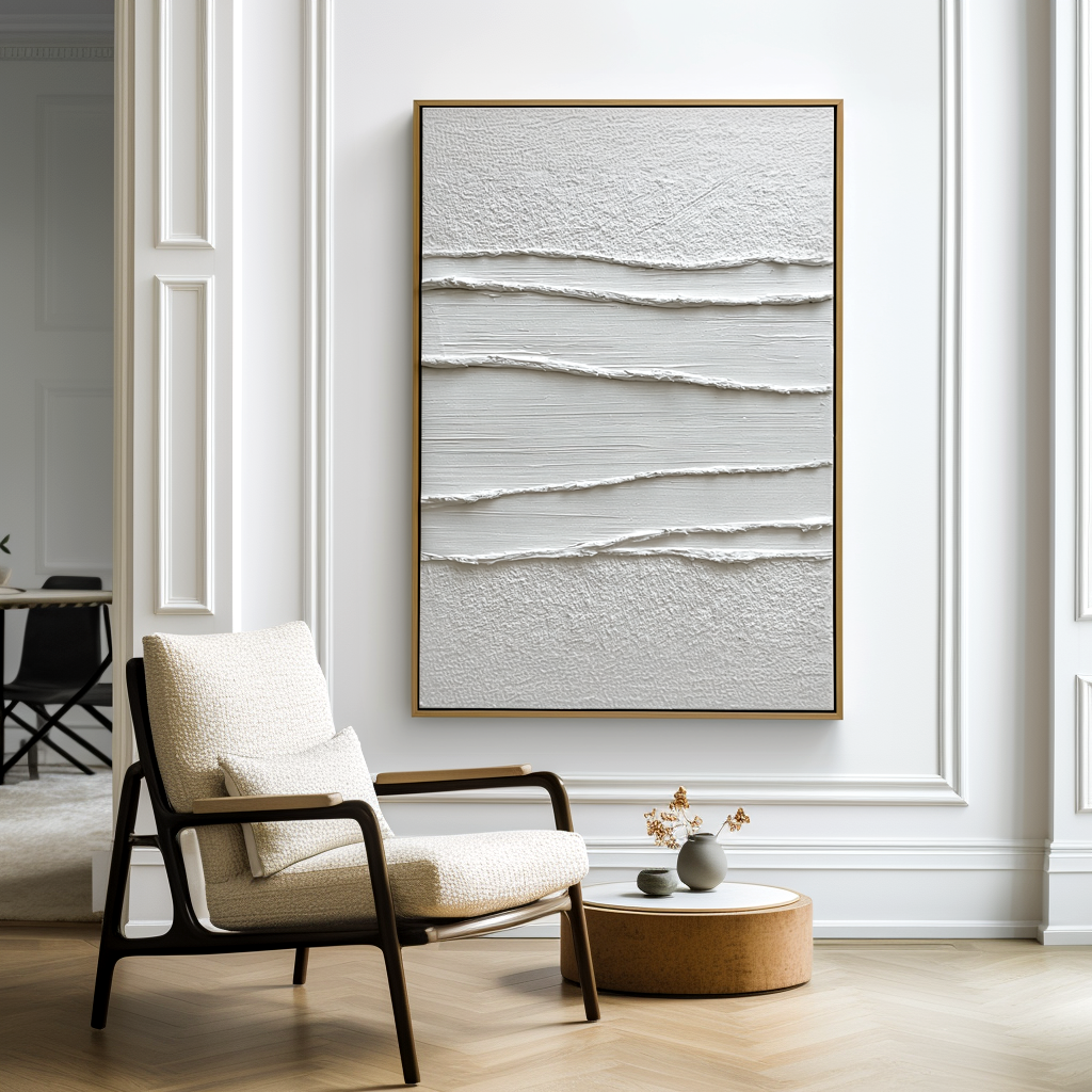 White Minimalist Textured Painting #ART96