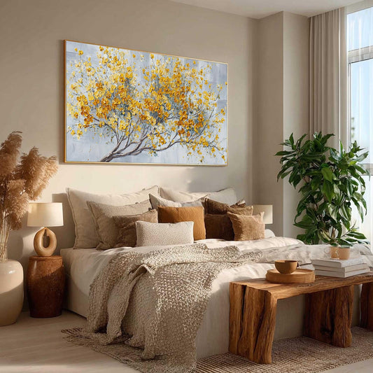 Golden Flourish Floral Painting
