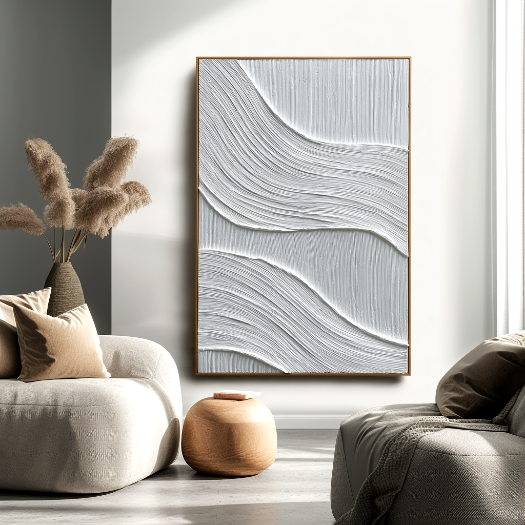 White Wavy Textured Painting #ART97