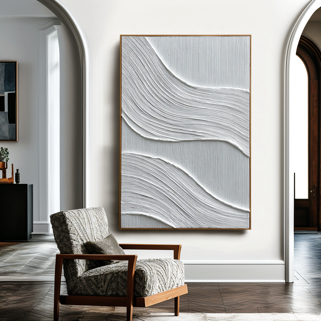 White Wavy Textured Painting #ART97