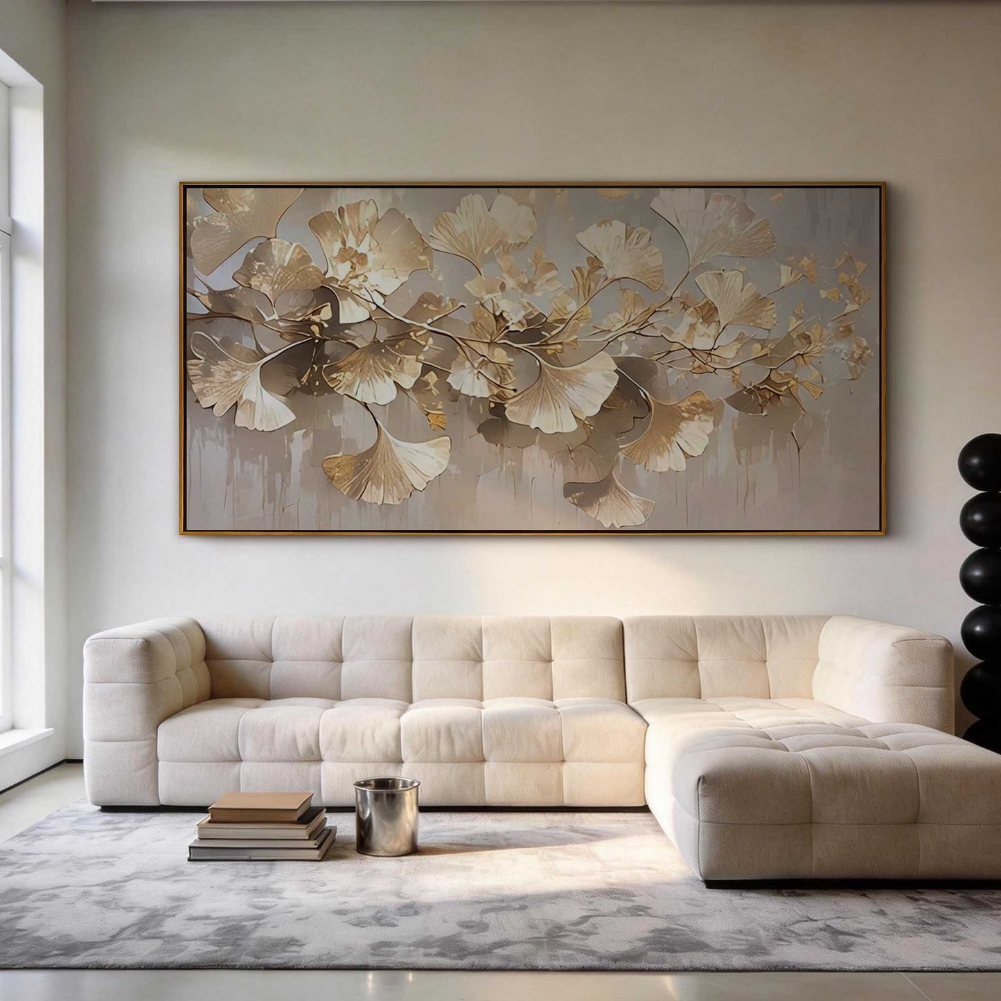 Gilded Ginkgo Branch Abstract Painting