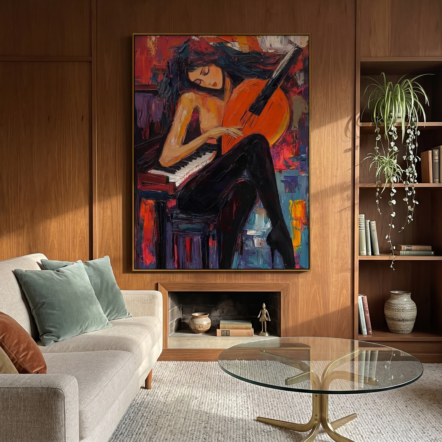 Melody in Red Musician Canvas Art
