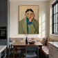 Contemplative Green Coat Portrait Canvas Art