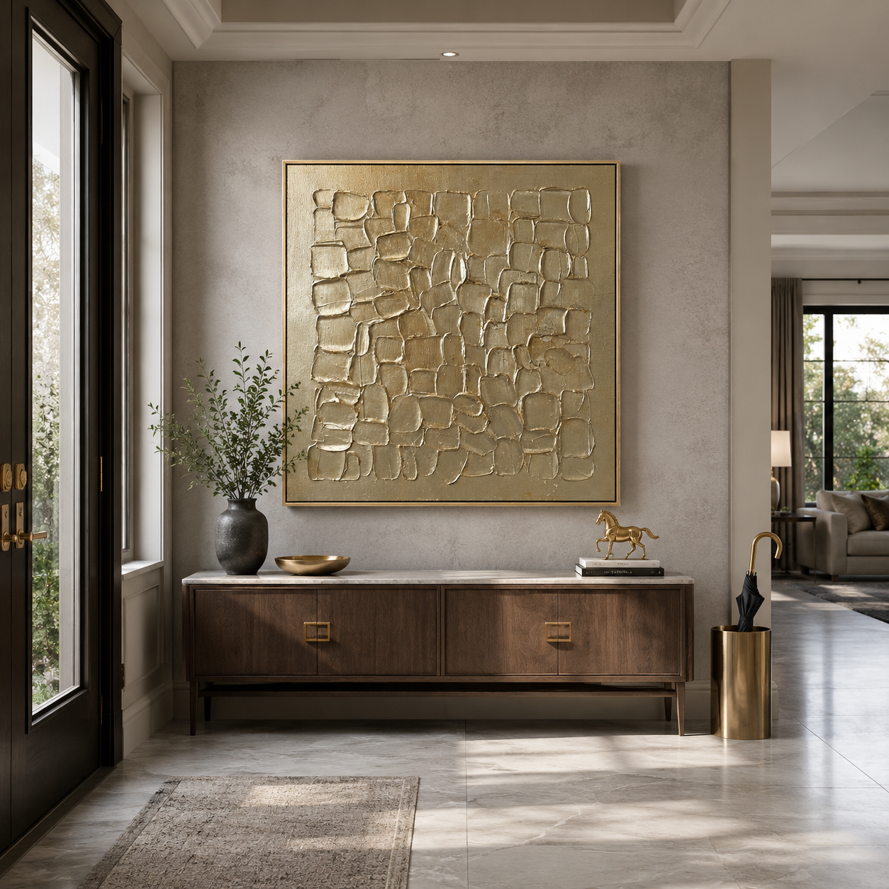 Golden Stone Rhythm Abstract Relief Painting #M6959