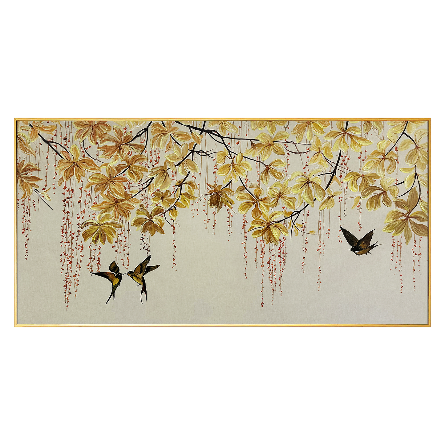 Birds and Vine Textured Painting