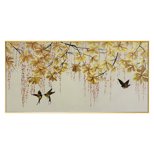 Birds and Vine Textured Painting