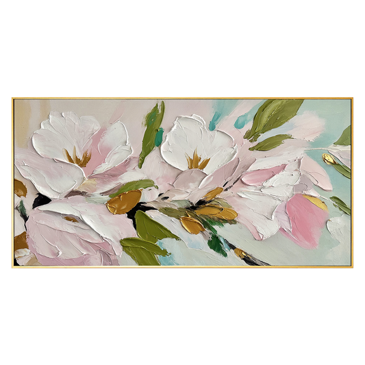 Soft Pink Magnolia Textured Painting