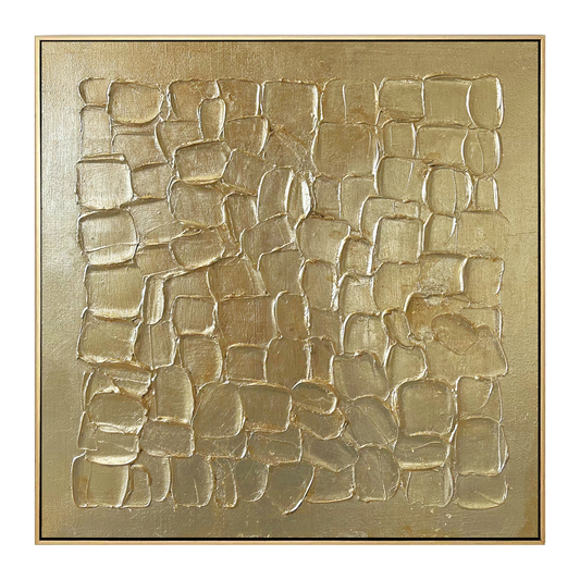 Golden Stone Rhythm Abstract Relief Painting #M6959