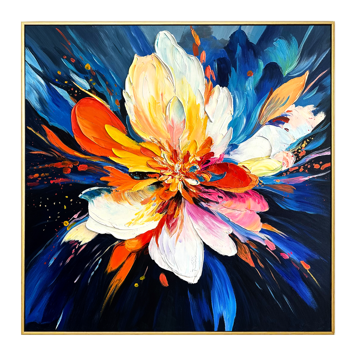 Cosmic Bloom Abstract Impasto Floral Painting