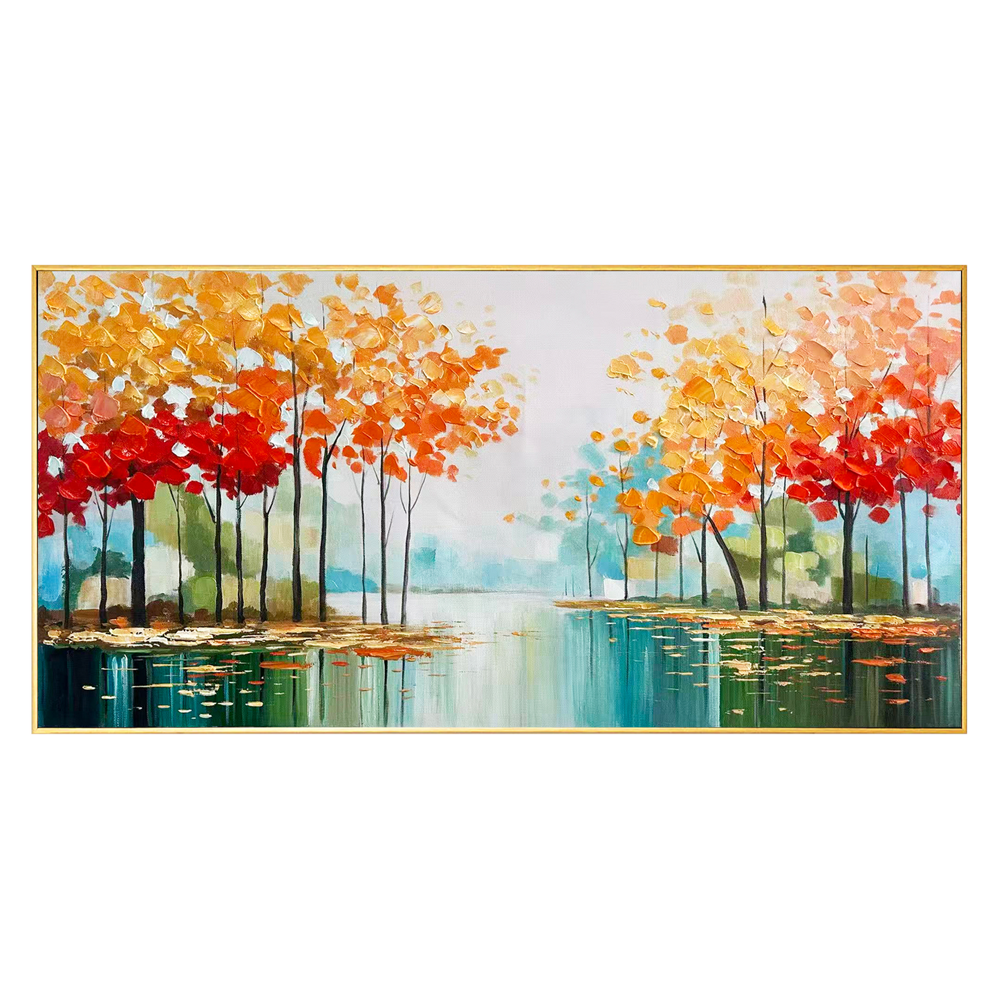 Autumn Stillwater Forest Abstract Painting