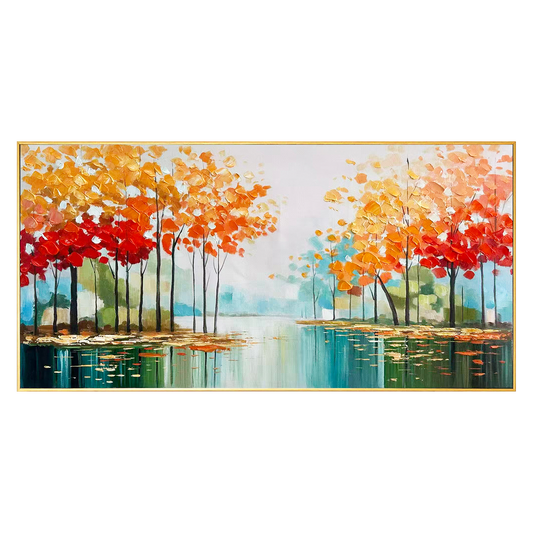 Autumn Stillwater Forest Abstract Painting