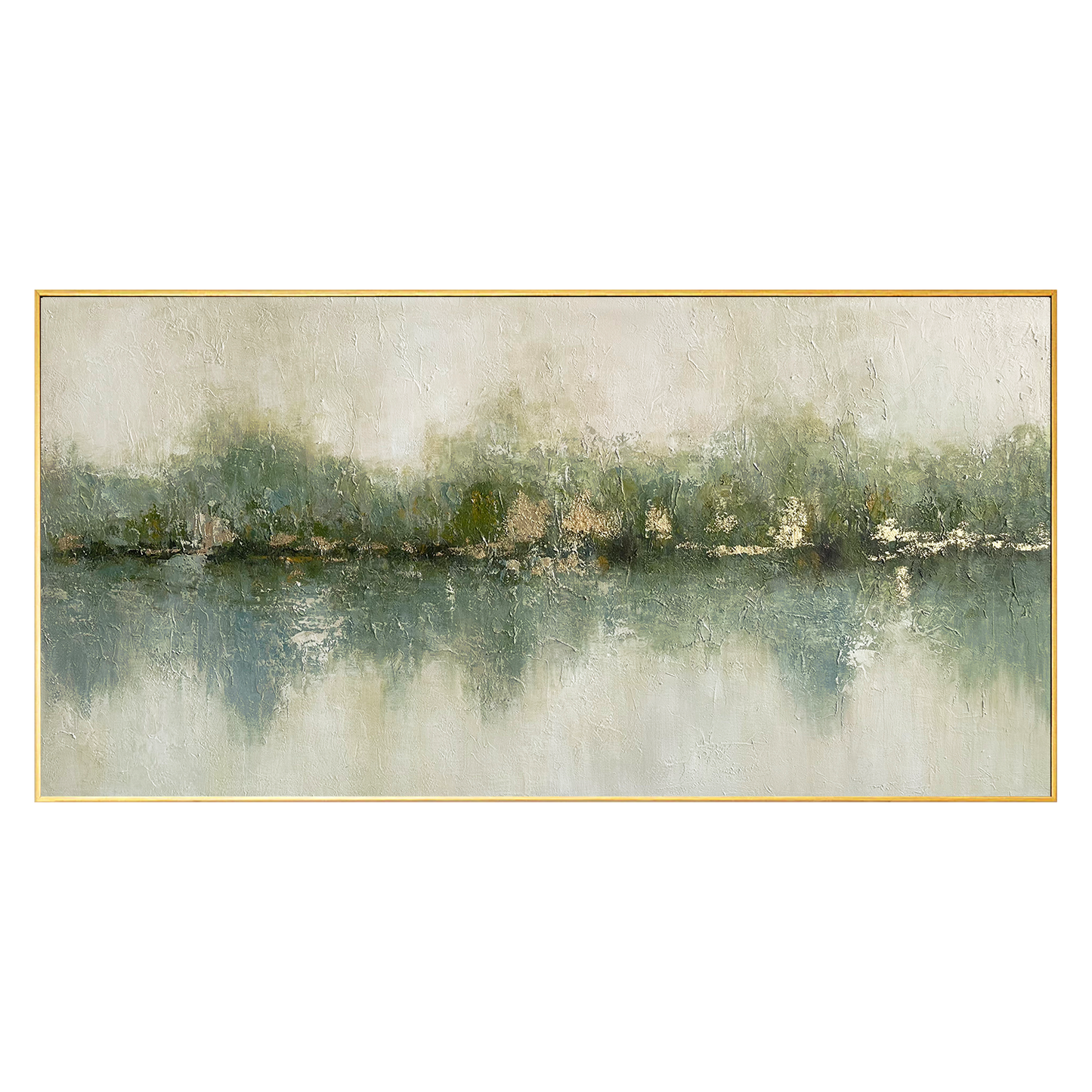 Mist Horizon Green Abstract Painting