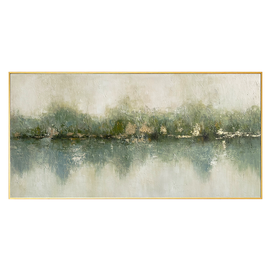 Mist Horizon Green Abstract Painting