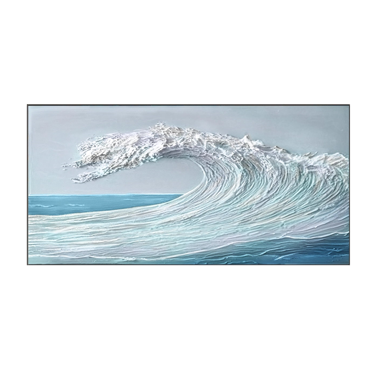 Silver Crest-Textured Ocean Wave Painting