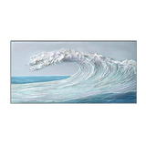 Silver Crest-Textured Ocean Wave Painting
