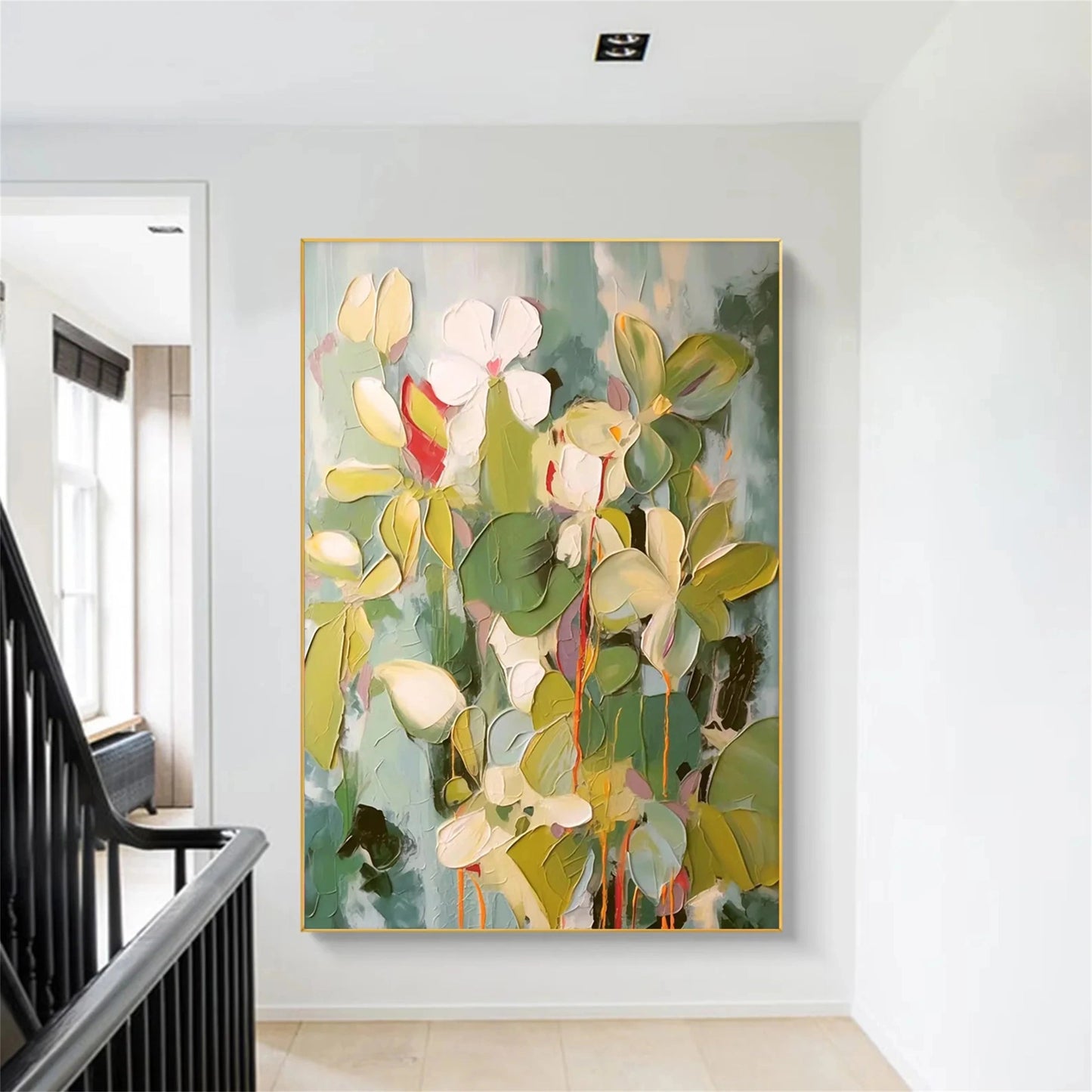 Verdant Whisper Floral Abstract Painting