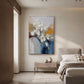 Elegant White Magnolia Impasto Vase Painting